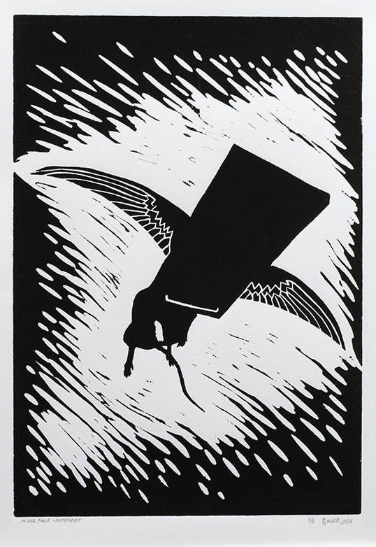 In der Falle, Martina Gasser, Linoprint