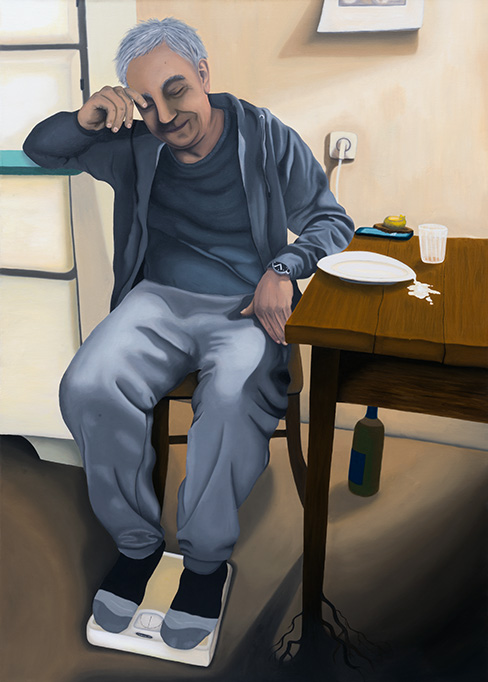 Zeit Anhalten mit Waage und Hecht-Tisch; Martina Gasser 2017; Malerei; Painting